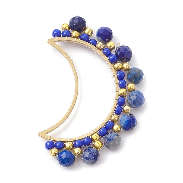 PandaHall 201 Stainless Steel Linking Rings, with Natural Lapis Lazuli & Seed Beads, Crescent Moon Connector, 36.5~37x23~24.5x4.5mm, Inner...
PandaHall 201 Stainless Steel Linking Rings, with Natural Lapis Lazuli & Seed Beads, Crescent Moon Connector, 36.5~37x23~24.5x4.5mm, Inner...