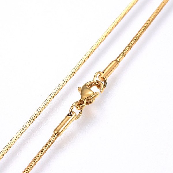 PandaHall 304 Stainless Steel Snake Chain Necklaces, with Lobster Claw Clasps, Golden, 19.69 inch(50cm), 1.2mm 304 Stainless Steel
PandaHall 304 Stainless Steel Snake Chain Necklaces, with Lobster Claw Clasps, Golden, 19.69 inch(50cm), 1.2mm 304 Stainless Steel