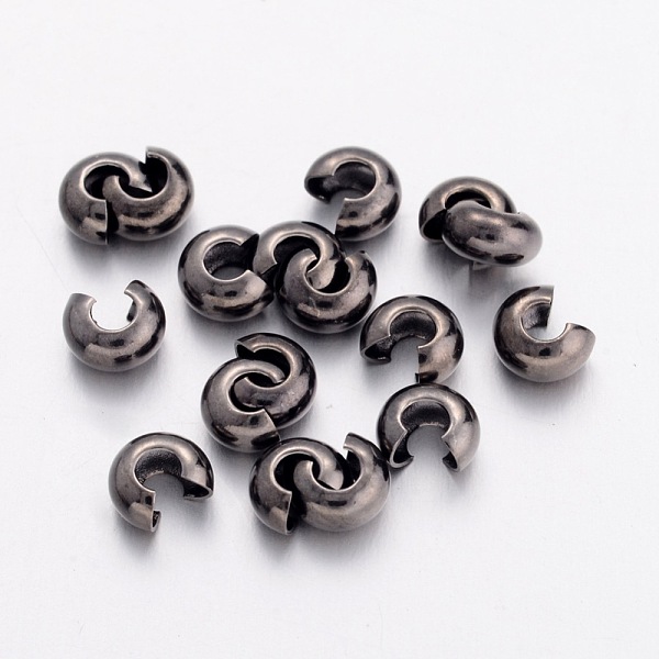 PandaHall Brass Crimp Beads Covers, Nickel Free, Round, Gunmetal, about 4mm in diameter, 3mm thick, hole: 1.5mm Brass
PandaHall Brass Crimp Beads Covers, Nickel Free, Round, Gunmetal, about 4mm in diameter, 3mm thick, hole: 1.5mm Brass