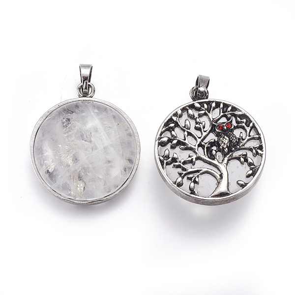 PandaHall Natural Quartz Crystal Pendants, Rock Crystal Pendants, with Brass Findings and Rhinestone, Half Round with Tree of Life and Owl...
PandaHall Natural Quartz Crystal Pendants, Rock Crystal Pendants, with Brass Findings and Rhinestone, Half Round with Tree of Life and Owl...