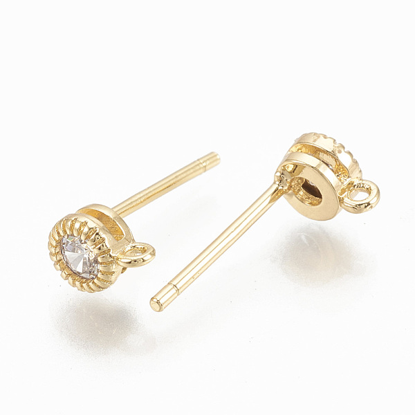 PandaHall Brass Micro Pave Cubic Zirconia Stud Earring Findings, with Loop, Nickel Free, Real 18K Gold Plated, Clear, 6x4mm, Hole: 0.8mm...
PandaHall Brass Micro Pave Cubic Zirconia Stud Earring Findings, with Loop, Nickel Free, Real 18K Gold Plated, Clear, 6x4mm, Hole: 0.8mm...