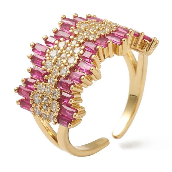 PandaHall Brass Micro Pave Cubic Zirconia Cuff Rings, Open Rings, Deep Pink, Golden, US Size 6, Inner Diameter: 17mm Brass+Cubic Zirconia
PandaHall Brass Micro Pave Cubic Zirconia Cuff Rings, Open Rings, Deep Pink, Golden, US Size 6, Inner Diameter: 17mm Brass+Cubic Zirconia