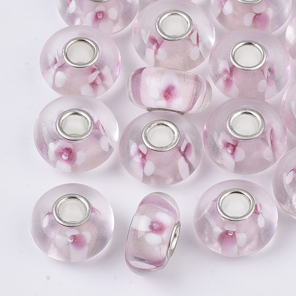 PandaHall Handmade Lampwork European Beads, Inner Flower, Large Hole Beads, with Silver Color Plated Brass Single Cores, Rondelle, Misty..., Red
PandaHall Handmade Lampwork European Beads, Inner Flower, Large Hole Beads, with Silver Color Plated Brass Single Cores, Rondelle, Misty..., Red