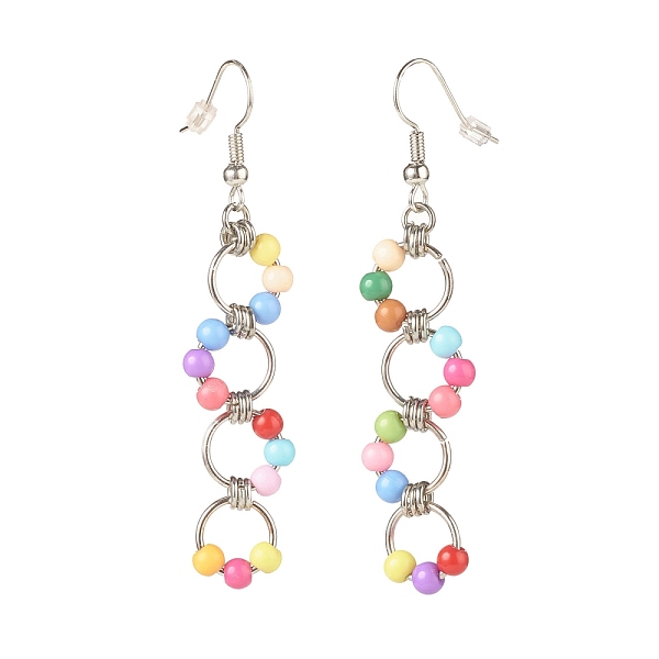 PandaHall Acrylic Beaded Open Rings Dangle Earrings, Brass Long Drop Earrings for Women, Colorful, 63mm, Pin: 0.6mm Acrylic
PandaHall Acrylic Beaded Open Rings Dangle Earrings, Brass Long Drop Earrings for Women, Colorful, 63mm, Pin: 0.6mm Acrylic