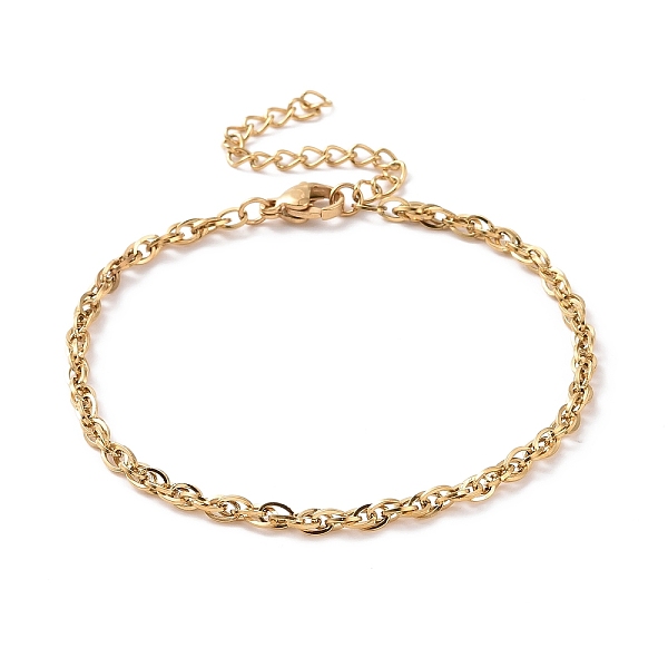 PandaHall Vacuum Plating 304 Stainless Steel Rope Chain Bracelet for Men Women, Golden, 7 inch(17.7~17.8cm) 304 Stainless Steel
PandaHall Vacuum Plating 304 Stainless Steel Rope Chain Bracelet for Men Women, Golden, 7 inch(17.7~17.8cm) 304 Stainless Steel