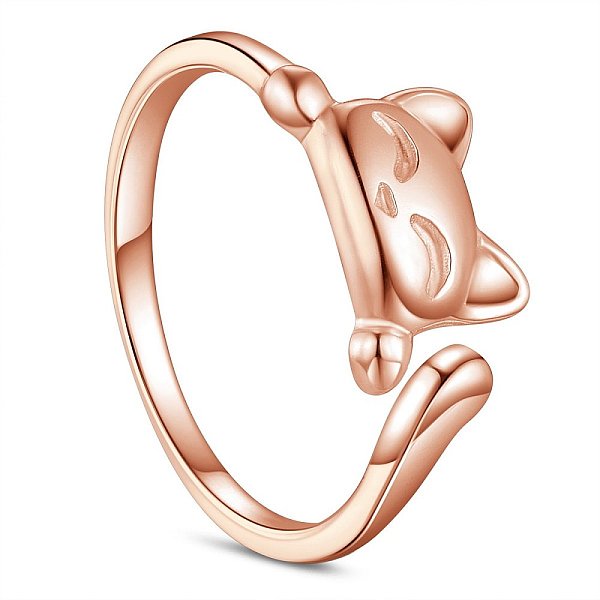 PandaHall SHEGRACE 925 Sterling Silver Cuff Rings, Open Rings, Cat Shape, Rose Gold, Size 10, 20mm Sterling Silver
PandaHall SHEGRACE 925 Sterling Silver Cuff Rings, Open Rings, Cat Shape, Rose Gold, Size 10, 20mm Sterling Silver