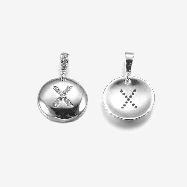 PandaHall Brass Pendants, with Cubic Zirconia, Cadmium Free & Lead Free, Flat Round with Letter, Platinum, Letter.X, 22mm, Hole: 2x3mm...
PandaHall Brass Pendants, with Cubic Zirconia, Cadmium Free & Lead Free, Flat Round with Letter, Platinum, Letter.X, 22mm, Hole: 2x3mm...