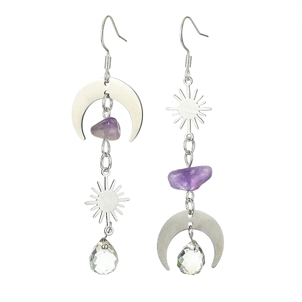 PandaHall Natural Amethyst & Glass Beaded Dangle Earrings, 201 Stainless Steel Moon & Sun Long Drop Earrings with 304 Stainless Steel Pins...
PandaHall Natural Amethyst & Glass Beaded Dangle Earrings, 201 Stainless Steel Moon & Sun Long Drop Earrings with 304 Stainless Steel Pins...