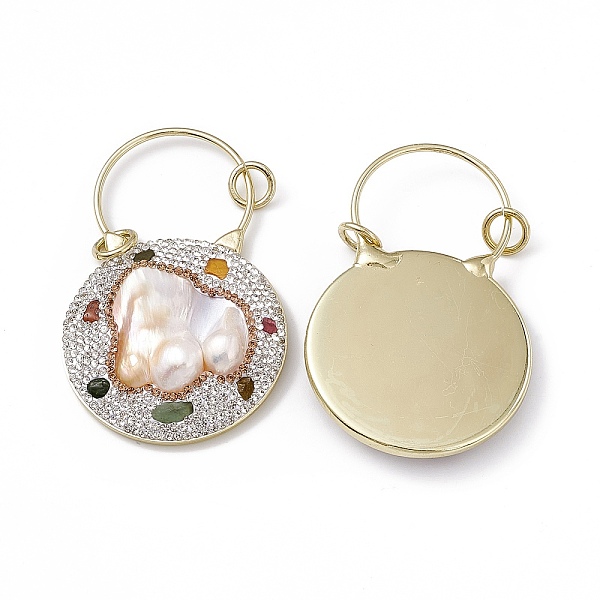 PandaHall Natural Tourmaline Big Pendants, Natural Pearl Flat Round Charms, with Rack Plating Golden Tone Brass Findings, Cadmium Free &..., Clear
PandaHall Natural Tourmaline Big Pendants, Natural Pearl Flat Round Charms, with Rack Plating Golden Tone Brass Findings, Cadmium Free &..., Clear