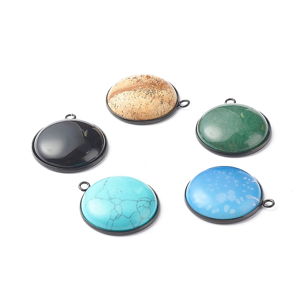 PandaHall Handmade Natural & Synthetic Gemstone Pendants, with Gunmetal 304 Stainless Steel Settings, Half Round, 30x26.5x7.5mm, Hole: 2.2mm...
PandaHall Handmade Natural & Synthetic Gemstone Pendants, with Gunmetal 304 Stainless Steel Settings, Half Round, 30x26.5x7.5mm, Hole: 2.2mm...