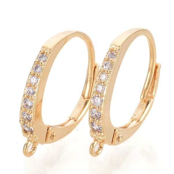 PandaHall Brass Cubic Zirconia Leverback Earring Findings, with Horizontal Loop, Nickel Free, Real 18K Gold Plated, 17x14x2mm, Hole: 1mm..., Clear
PandaHall Brass Cubic Zirconia Leverback Earring Findings, with Horizontal Loop, Nickel Free, Real 18K Gold Plated, 17x14x2mm, Hole: 1mm..., Clear