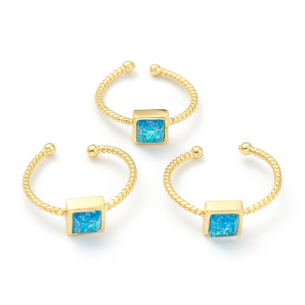 PandaHall Synthetic Opal Cuff Rings, Open Rings, with Brass Findings, Square, Real 18K Gold Plated, Sky Blue, US Size 5, Inner Diameter...
PandaHall Synthetic Opal Cuff Rings, Open Rings, with Brass Findings, Square, Real 18K Gold Plated, Sky Blue, US Size 5, Inner Diameter...