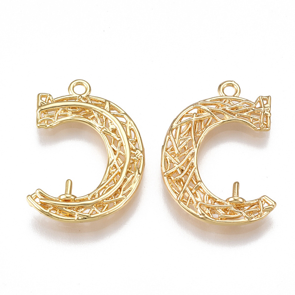 PandaHall Brass Filigree Peg Bails Pendants, For Half Drilled Beads, Letter C/Moon, Real 18K Gold Plated, 22.5x15.5x3mm, Hole: 1.5mm, Pin...
PandaHall Brass Filigree Peg Bails Pendants, For Half Drilled Beads, Letter C/Moon, Real 18K Gold Plated, 22.5x15.5x3mm, Hole: 1.5mm, Pin...