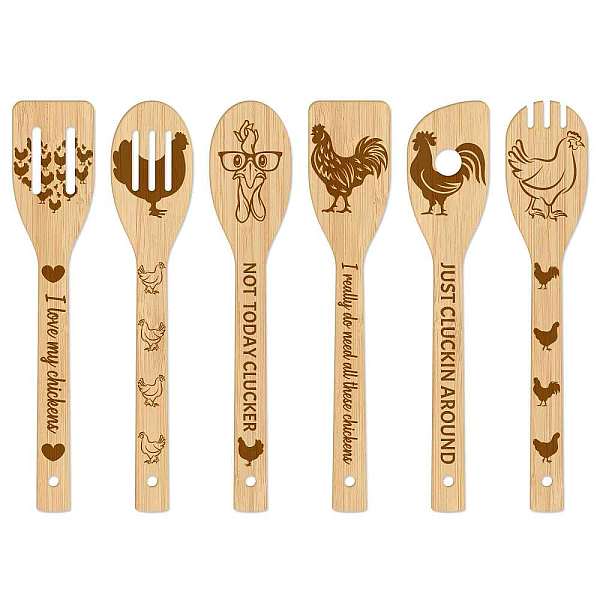 PandaHall 6Pcs Bamboo Spoons & Knifes & Forks, Flatware for Dessert, Rooster Pattern, 60x300mm, 6 style, 1pc/style, 6pcs/set Bamboo Rooster..., Orange
PandaHall 6Pcs Bamboo Spoons & Knifes & Forks, Flatware for Dessert, Rooster Pattern, 60x300mm, 6 style, 1pc/style, 6pcs/set Bamboo Rooster..., Orange