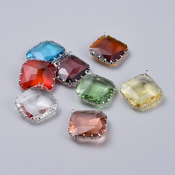 PandaHall K9 Glass Pendants, with Brass Findings, Faceted, Rhombus, Platinum, Mixed Color, 32x28x7~8mm, Hole: 2mm Brass+Glass Rhombus..., Multicolor
PandaHall K9 Glass Pendants, with Brass Findings, Faceted, Rhombus, Platinum, Mixed Color, 32x28x7~8mm, Hole: 2mm Brass+Glass Rhombus..., Multicolor