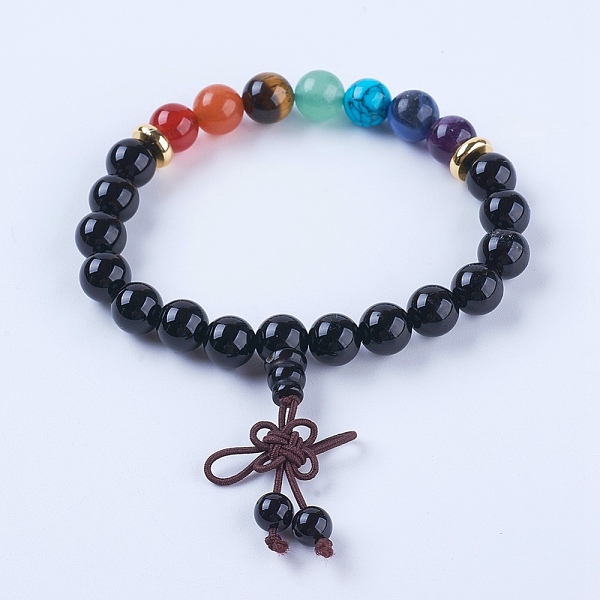 PandaHall Chakra Jewelry, Natural Gemstone and Black Agate Stretch Mala Bead Bracelets, with Rubber and Alloy Findings, Golden, 2 inch(50mm)...
PandaHall Chakra Jewelry, Natural Gemstone and Black Agate Stretch Mala Bead Bracelets, with Rubber and Alloy Findings, Golden, 2 inch(50mm)...
