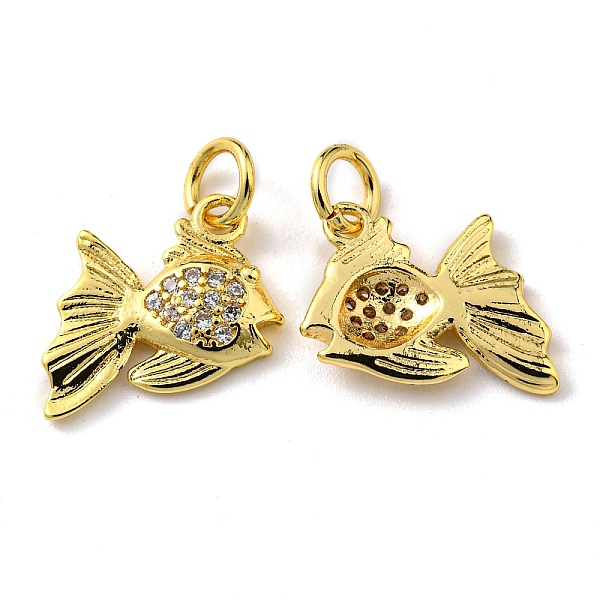 PandaHall Rack Plating Brass Micro Pave Cubic Zirconia Charms, with Jump Ring, Fish, Real 18K Gold Plated, 14x12x2mm, Hole: 3.2mm..., Clear
PandaHall Rack Plating Brass Micro Pave Cubic Zirconia Charms, with Jump Ring, Fish, Real 18K Gold Plated, 14x12x2mm, Hole: 3.2mm..., Clear