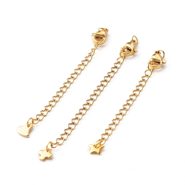 PandaHall Handmade Chain Extender, with 304 Stainless Steel Lobster Claw Clasps & Jump Rings, Charms, Mixed Shape, Golden, 65~75x3mm 304...
PandaHall Handmade Chain Extender, with 304 Stainless Steel Lobster Claw Clasps & Jump Rings, Charms, Mixed Shape, Golden, 65~75x3mm 304...
