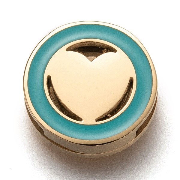 PandaHall 304 Stainless Steel Slide Charms, Enamel Style, Flat Round with Heart, Dark Turquoise, Golden, 12x3.5mm, Hole: 8x1.5mm 304...
PandaHall 304 Stainless Steel Slide Charms, Enamel Style, Flat Round with Heart, Dark Turquoise, Golden, 12x3.5mm, Hole: 8x1.5mm 304...