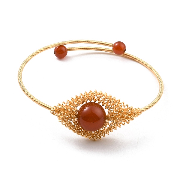 PandaHall Rhombus with Natural Red Agate Cuff Bangle, Real 14K Gold Plated Brass Wrap Torque Bangles for Women, Lead Free & Cadmium Free...
PandaHall Rhombus with Natural Red Agate Cuff Bangle, Real 14K Gold Plated Brass Wrap Torque Bangles for Women, Lead Free & Cadmium Free...