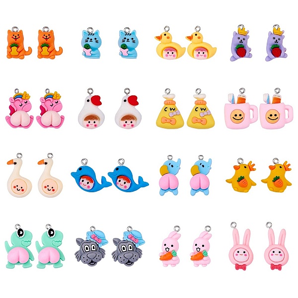 PandaHall 32Pcs 16 Styles Opaque Resin Pendants, with Platinum Tone Iron Loops, Duck & Dog & Horse & Bowknot, Mixed Shape, Mixed Color..., Multicolor
PandaHall 32Pcs 16 Styles Opaque Resin Pendants, with Platinum Tone Iron Loops, Duck & Dog & Horse & Bowknot, Mixed Shape, Mixed Color..., Multicolor