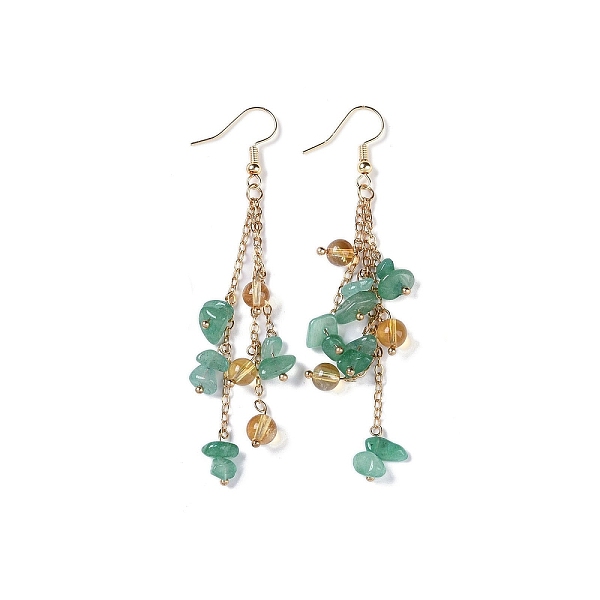 PandaHall Golden Plated Brass Dangle Earrings, with Natural Green Aventurine Chips, Jewely for Women, 80~84mm Green Aventurine
PandaHall Golden Plated Brass Dangle Earrings, with Natural Green Aventurine Chips, Jewely for Women, 80~84mm Green Aventurine