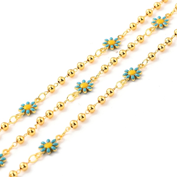 PandaHall Handmade Brass Link Chains, with Round Beads, Long-Lasting Plated, Soldered, with Spool, Flower with Enamel, Golden, Cyan, Link...
PandaHall Handmade Brass Link Chains, with Round Beads, Long-Lasting Plated, Soldered, with Spool, Flower with Enamel, Golden, Cyan, Link...