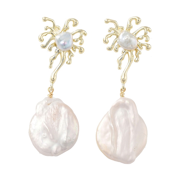 PandaHall Natural Pearl Dangle Stud Earrings, with Brass Findings and 925 Sterling Silver Pins, Teardrop, Real 14K Gold Plated, 45.5x16mm..., White
PandaHall Natural Pearl Dangle Stud Earrings, with Brass Findings and 925 Sterling Silver Pins, Teardrop, Real 14K Gold Plated, 45.5x16mm..., White