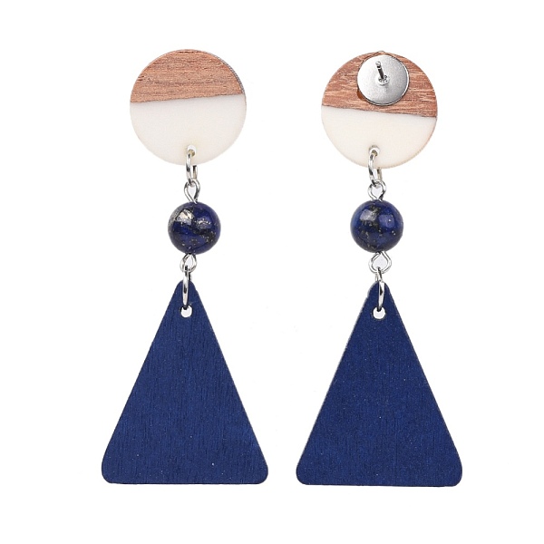 PandaHall Stud Earrings, with Natural Lapis Lazuli Beads, Pear Wood Pendants, Resin & Wood Pendants and Brass Findings, Flat Round and..., Blue
PandaHall Stud Earrings, with Natural Lapis Lazuli Beads, Pear Wood Pendants, Resin & Wood Pendants and Brass Findings, Flat Round and..., Blue