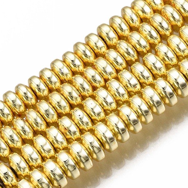 PandaHall Electroplate Non-magnetic Synthetic Hematite Bead Strands, Rondelle, Golden Plated, 4x2mm, Hole: 1mm, about 180pcs/strand, 15.7...
PandaHall Electroplate Non-magnetic Synthetic Hematite Bead Strands, Rondelle, Golden Plated, 4x2mm, Hole: 1mm, about 180pcs/strand, 15.7...