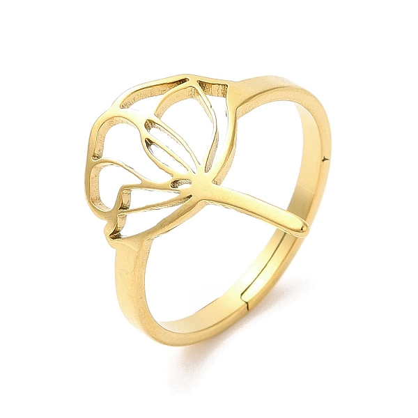 PandaHall Ion Plating(IP) 304 Stainless Steel Hollow Lotus Adjustable Ring, Real 18K Gold Plated, US Size 6(16.5mm) 304 Stainless Steel
PandaHall Ion Plating(IP) 304 Stainless Steel Hollow Lotus Adjustable Ring, Real 18K Gold Plated, US Size 6(16.5mm) 304 Stainless Steel