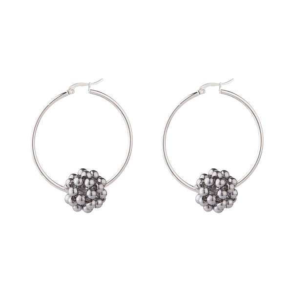 PandaHall Ball Beaded Big Hoop Earrings, Glass Earrings for Women, Silver, 58x45.5x2mm, Pin: 1.5mm Glass Ring
PandaHall Ball Beaded Big Hoop Earrings, Glass Earrings for Women, Silver, 58x45.5x2mm, Pin: 1.5mm Glass Ring