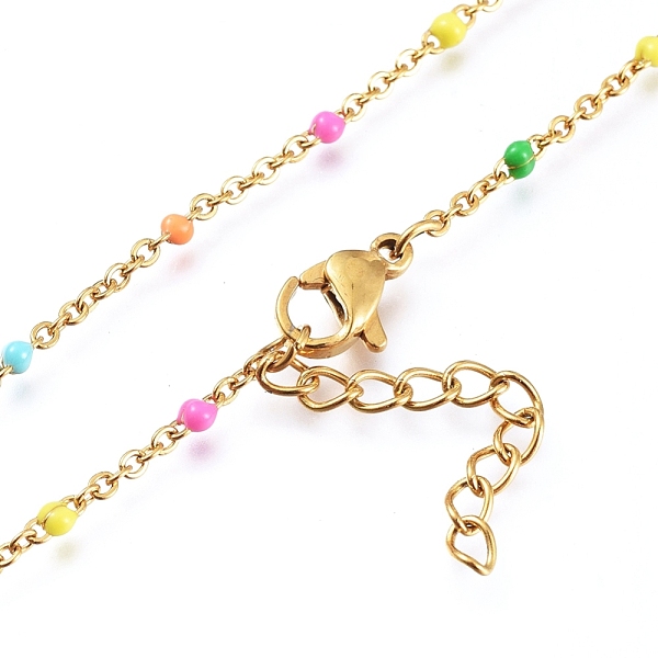 PandaHall 304 Stainless Steel Cable Chain Anklets, with Enamel Links, Golden, Colorful, 9 inch(23cm), 1.5~2mm Stainless Steel
PandaHall 304 Stainless Steel Cable Chain Anklets, with Enamel Links, Golden, Colorful, 9 inch(23cm), 1.5~2mm Stainless Steel