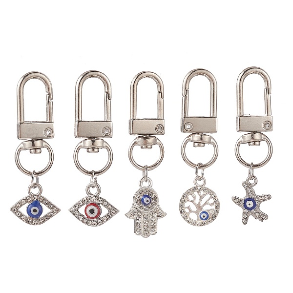PandaHall Alloy Rhinestone Pendant Decorations with Enamel Evil Eye, Swivel Clasp Charm, Eye/Hamsa Hand/Starfish/Tree of Life, Platinum...
PandaHall Alloy Rhinestone Pendant Decorations with Enamel Evil Eye, Swivel Clasp Charm, Eye/Hamsa Hand/Starfish/Tree of Life, Platinum...