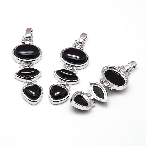 PandaHall Platinum Tone Brass Natural Black Agate Big Pendants, Lead Free & Nickel Free & Cadmium Free, 69~70x22x8mm, Hole: 4.5x9mm Black...
PandaHall Platinum Tone Brass Natural Black Agate Big Pendants, Lead Free & Nickel Free & Cadmium Free, 69~70x22x8mm, Hole: 4.5x9mm Black...