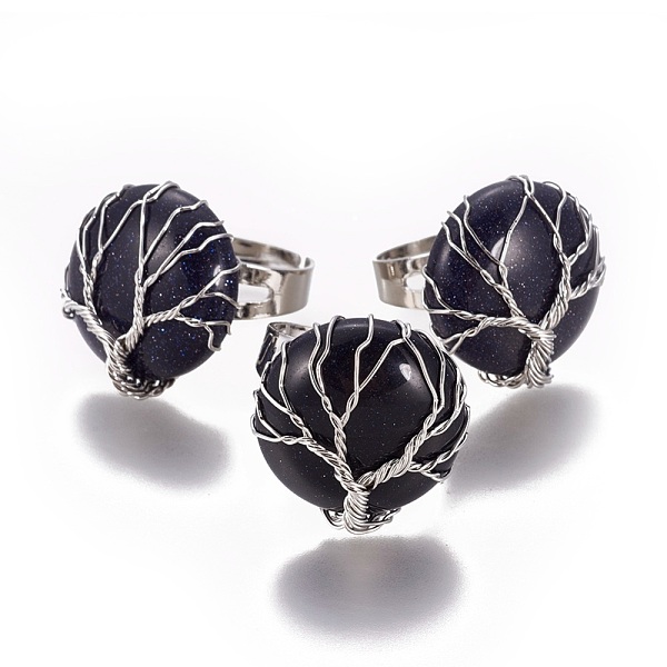 PandaHall Adjustable Synthetic Blue Goldstone Finger Rings, with Platinum Tone Brass Findings, Flat Round, Size 8, 18mm Blue Goldstone
PandaHall Adjustable Synthetic Blue Goldstone Finger Rings, with Platinum Tone Brass Findings, Flat Round, Size 8, 18mm Blue Goldstone