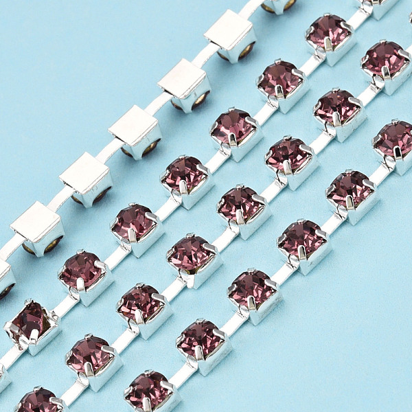 PandaHall Silver Plated Brass Rhinestone Strass Chains, Rhinestone Cup Chains, Soldered, with Spool, Fuchsia, 3mm, about 32.81 Feet..., Purple
PandaHall Silver Plated Brass Rhinestone Strass Chains, Rhinestone Cup Chains, Soldered, with Spool, Fuchsia, 3mm, about 32.81 Feet..., Purple