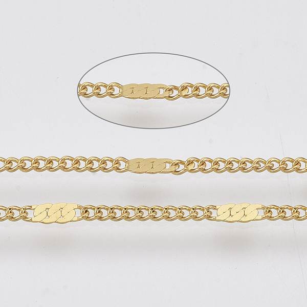 PandaHall 304 Stainless Steel Curb Chains, with Spool, Soldered, Golden, link 1: 6x2x1mm, link 2 : 2x1.5x0.3mm, about 65.61 Feet(20m)/roll...
PandaHall 304 Stainless Steel Curb Chains, with Spool, Soldered, Golden, link 1: 6x2x1mm, link 2 : 2x1.5x0.3mm, about 65.61 Feet(20m)/roll...