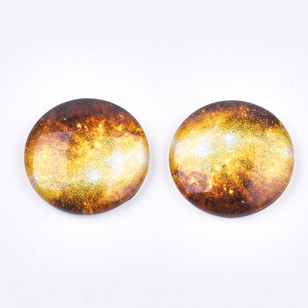 PandaHall Starry Sky Pattern Printed Glass Cabochons, Half Round/Dome, Colorful, 25x6~6.5mm Glass Half Round
PandaHall Starry Sky Pattern Printed Glass Cabochons, Half Round/Dome, Colorful, 25x6~6.5mm Glass Half Round