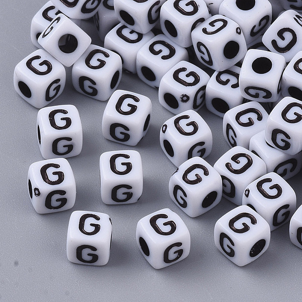 PandaHall White Opaque Acrylic Beads, Horizontal Hole, Cube with Black Alphabet, Letter.G, 4~5x4~5x4~5mm, Hole: 1.8mm, about...
PandaHall White Opaque Acrylic Beads, Horizontal Hole, Cube with Black Alphabet, Letter.G, 4~5x4~5x4~5mm, Hole: 1.8mm, about...