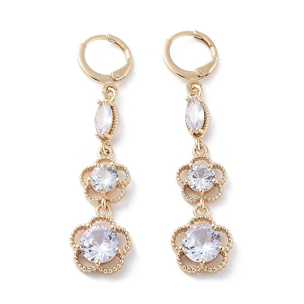 PandaHall Rack Plating Golden Brass Dangle Leverback Earrings, with Cubic Zirconia for Women, Flower, 55x13mm Brass Flower Clear
PandaHall Rack Plating Golden Brass Dangle Leverback Earrings, with Cubic Zirconia for Women, Flower, 55x13mm Brass Flower Clear