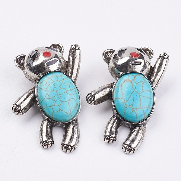 PandaHall Synthetic Turquoise Brooch, with Antique Silver Alloy Findings, Bear, 56x42mm Synthetic Turquoise
PandaHall Synthetic Turquoise Brooch, with Antique Silver Alloy Findings, Bear, 56x42mm Synthetic Turquoise