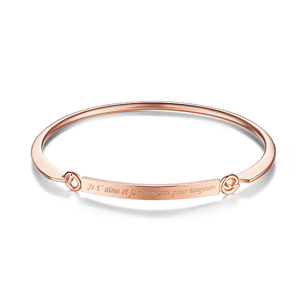 PandaHall SHEGRACE Brass Bangle, with Word Je t'aime et je t'aimerai Pour Toujours, Rose Gold, 1-7/8 inchx2-3/8 inch(48x60mm) Brass
PandaHall SHEGRACE Brass Bangle, with Word Je t'aime et je t'aimerai Pour Toujours, Rose Gold, 1-7/8 inchx2-3/8 inch(48x60mm) Brass