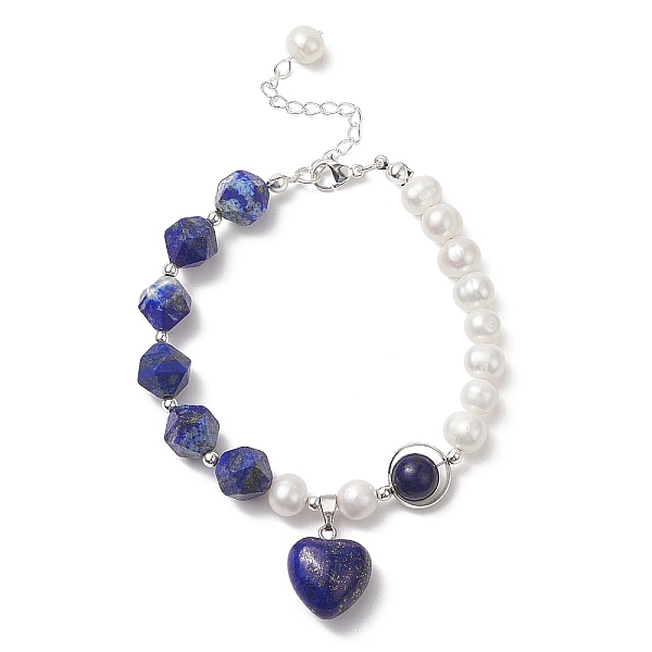PandaHall Natural Lapis Lazuli Heart Charm Bracelet with Natural Pearl Beaded Chains for Women, 7-5/8 inch(19.4~19.5cm) Lapis Lazuli Heart
PandaHall Natural Lapis Lazuli Heart Charm Bracelet with Natural Pearl Beaded Chains for Women, 7-5/8 inch(19.4~19.5cm) Lapis Lazuli Heart