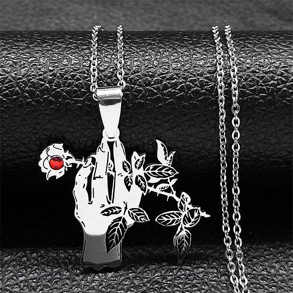 PandaHall 304 Stainless Steel Pendant Necklaces, Rose with Hand, Stainless Steel Color, 19.53 inch(49.6cm) 304 Stainless Steel Flower
PandaHall 304 Stainless Steel Pendant Necklaces, Rose with Hand, Stainless Steel Color, 19.53 inch(49.6cm) 304 Stainless Steel Flower