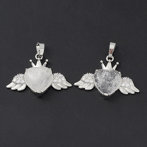 PandaHall Natural Quartz Crystal Pendants, Rock Crystal Pendants, Heart Charms with Wings & Crown, with Platinum Tone Brass Crystal...
PandaHall Natural Quartz Crystal Pendants, Rock Crystal Pendants, Heart Charms with Wings & Crown, with Platinum Tone Brass Crystal...