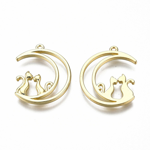 PandaHall Rack Plating Alloy Pendants, Cadmium Free & Lead Free, Hollow, Moon with Cat, Light Gold, 26x21x2mm, Hole: 1.2mm Alloy Moon
PandaHall Rack Plating Alloy Pendants, Cadmium Free & Lead Free, Hollow, Moon with Cat, Light Gold, 26x21x2mm, Hole: 1.2mm Alloy Moon