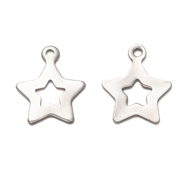 PandaHall 201 Stainless Steel Charms, Laser Cut, Star, Stainless Steel Color, 12.5x10x0.5mm, Hole: 1mm 201 Stainless Steel Star
PandaHall 201 Stainless Steel Charms, Laser Cut, Star, Stainless Steel Color, 12.5x10x0.5mm, Hole: 1mm 201 Stainless Steel Star