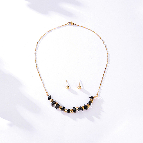PandaHall Natural Obsidian Chips Pendant Necklace & Round Ball Stud Earrings, Golden Stainless Steel Jewelry Set, no size Obsidian Chip
PandaHall Natural Obsidian Chips Pendant Necklace & Round Ball Stud Earrings, Golden Stainless Steel Jewelry Set, no size Obsidian Chip