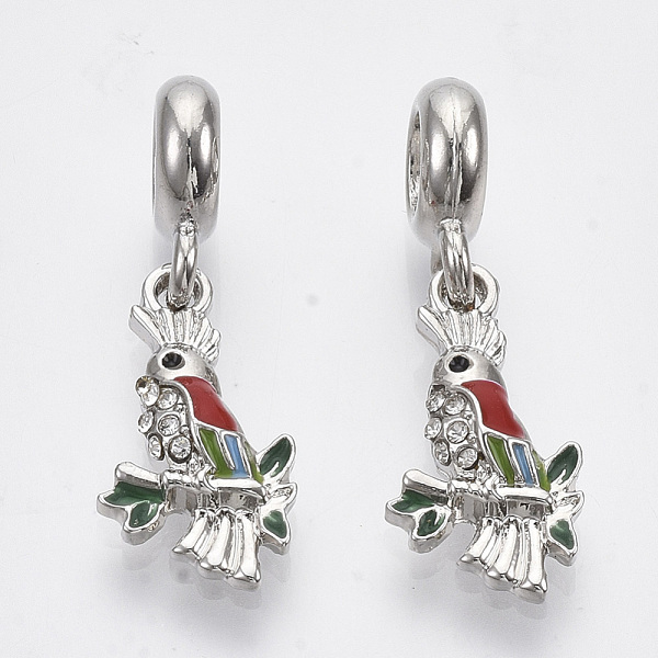 PandaHall Alloy European Dangle Charms, with Crystal Rhinestone and Enamel, Large Hole Pendants, Bird, Platinum, 29.5mm, Hole: 5mm, Bird..., Clear
PandaHall Alloy European Dangle Charms, with Crystal Rhinestone and Enamel, Large Hole Pendants, Bird, Platinum, 29.5mm, Hole: 5mm, Bird..., Clear